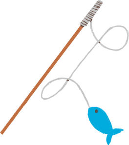 Crayon Doodle Cat Fishing Pole